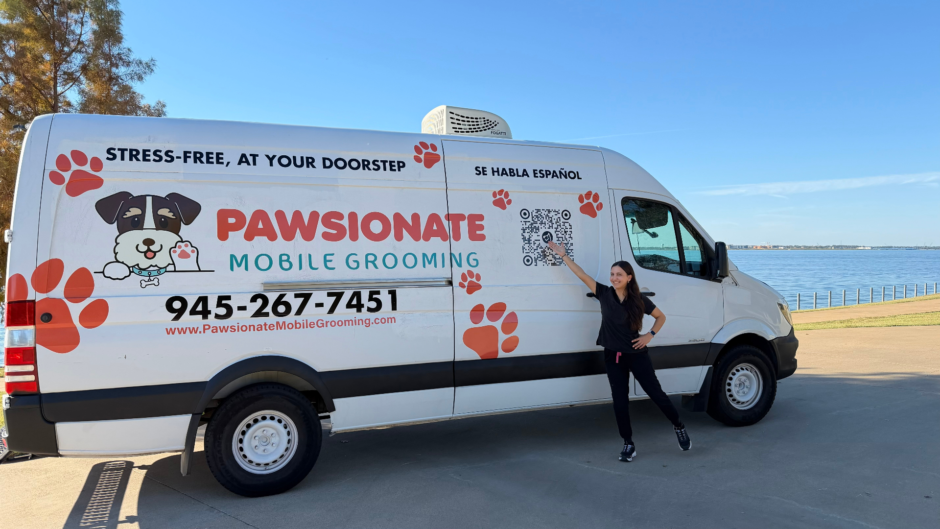 Our branded mobile spa, ready at your doorstep — Pawsionate Mobile Grooming Rockwall TX