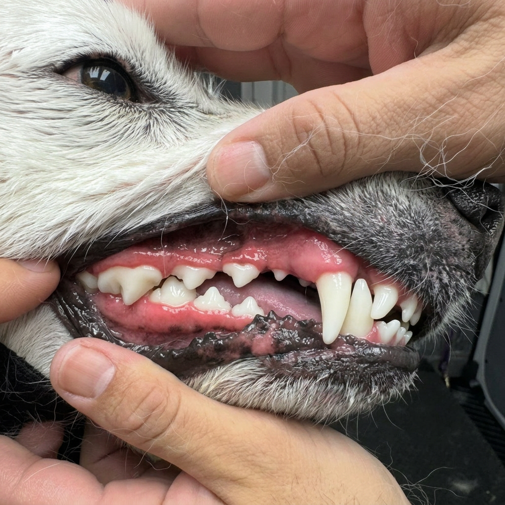 Clean white dog teeth after Deep Dental Cleaning โ Pawsionate Mobile Grooming Rockwall TX